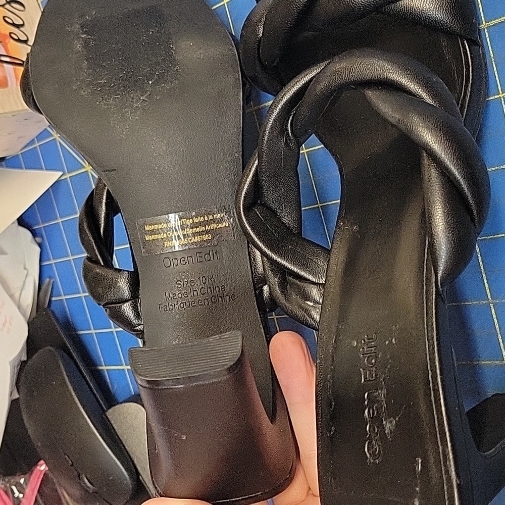 Open Edit Remmy Twist Black Heeled Sandal 10M - Picture 7 of 8